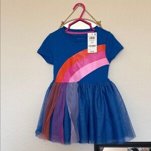 Epic Threads Vibrant Blue Dress with Pink and Orange Stripes